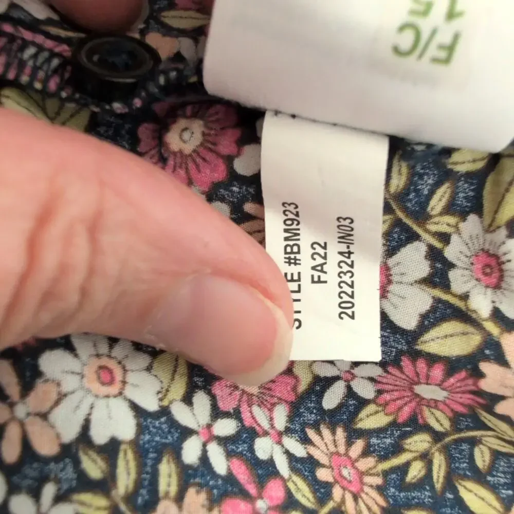 J.Crew Blouse XXS 2XS Floral Ruffle‎ Neck Smocked Puff Sleeve Cotton Poplin